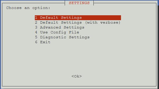 設定オプション選択